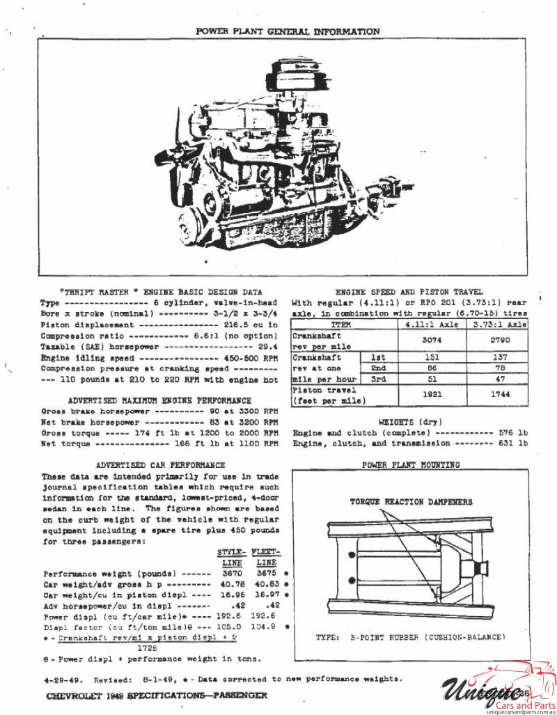 1949 Chevrolet Specifications Page 13